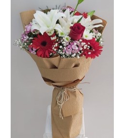 gül lilyum karışık buket 
